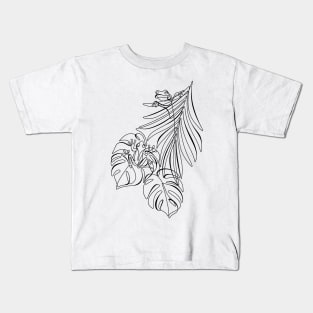 Minimalistic Continuous Line Tropical Frogs Kids T-Shirt